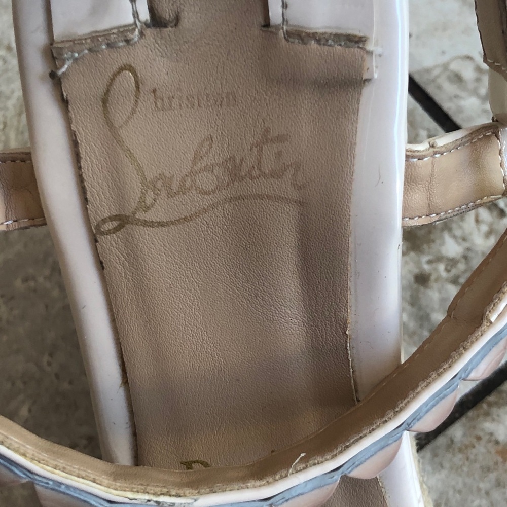 Louboutin pale nude and pink espadrille wedges - Picture 3 of 7